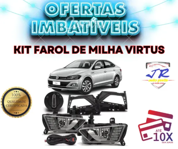 Kit Farol Milha Virtus 2017 2018 2019 2020 2021 Auxiliar Neblina