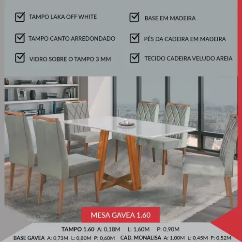 Mesa de jantar 6 cadeiras 100% madeira