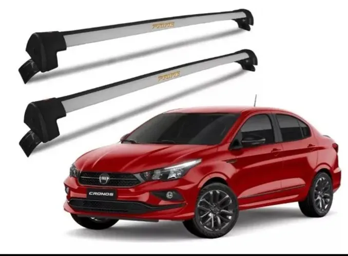 Rack Teto Bagageiro Aluminio Fiat Cronos Prata Prime