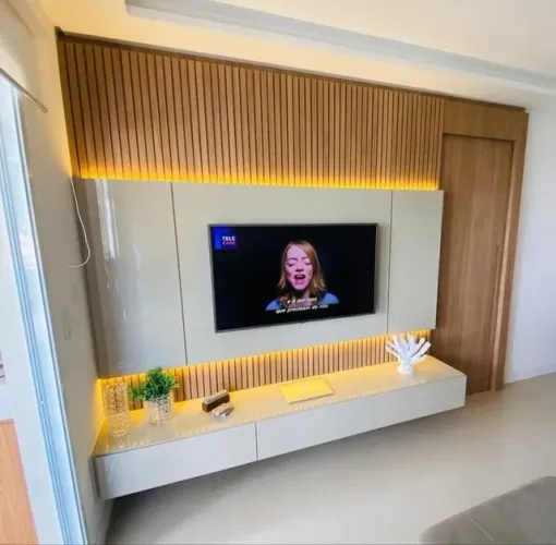 Painel de sala com rack - Móveis planejados