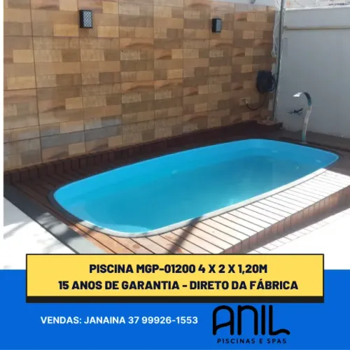 Ja - Piscina de fibra, marca Anil, 4 x 2 x 1,20m