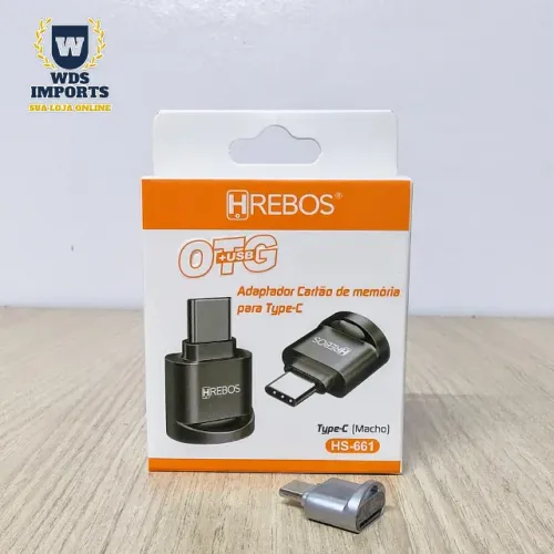 Adaptador Otg Leitor De Cartão Usb Tipo C - Hrebos - HS661