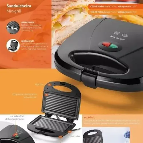 Sanduicheira Minigrill Multilaser 750W NOVA -R$99.00 AVISTA.