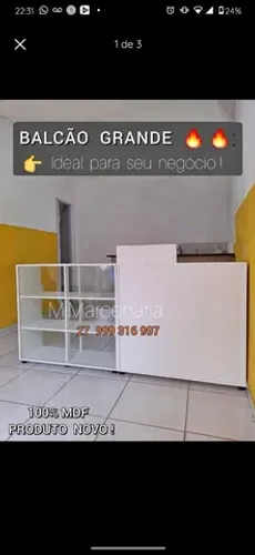 BALCÃO GRANDE COM  VITRINE  NOVO