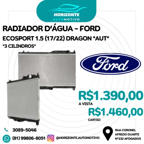 Radiador D'água, Ford EcoSport 1.5 Dragon - 17/22 3C