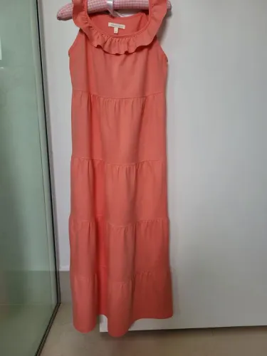 Vestido infantil salmom de algodão - Tamanho 06