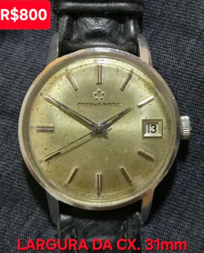 RELÓGIO SUÍÇO VINTAGE ETERNAMATIC