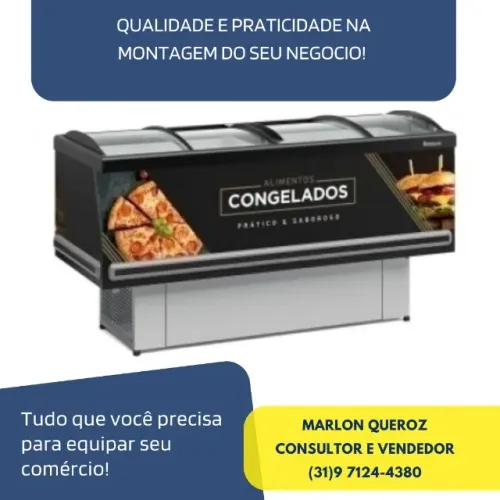 Ilha Para Congelados Vidro Curvo 1,90m Gelopar Dupla Ação