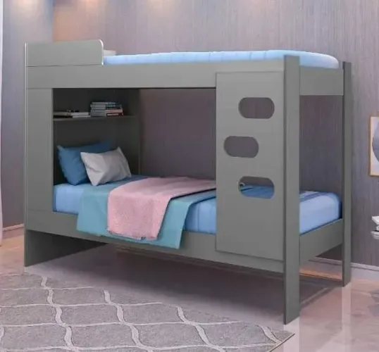 Beliche com Cama Auxiliar 100% MDF Escada e Proteção Lateral 