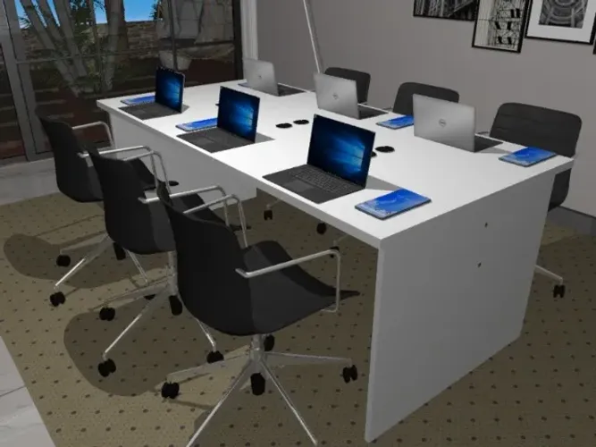 Mesa de Reunião Simply White, Em Madeira Maciça com MDF: L200cm x P100cm x A74cm