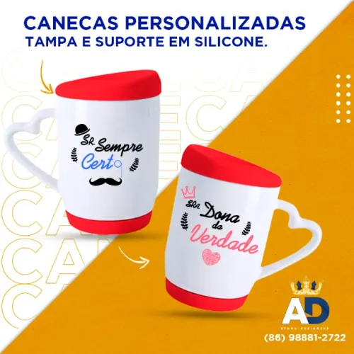 Caneca com alça e tampa silicone