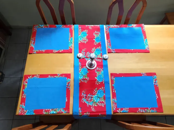 Jogo americano com caminho de mesa artesanal vintage rústico forrado