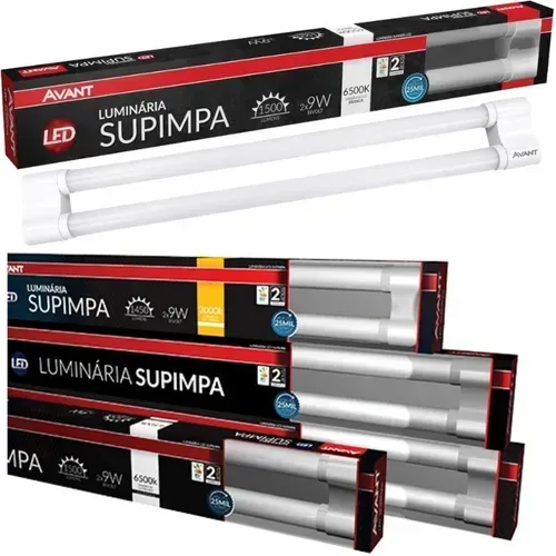 Kit 2x Luminária Led Tubular Avant Supimpa 1,2m Amarela