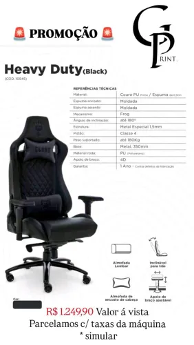 Cadeira Gamer Heavy Duty (Black) - Promoção!