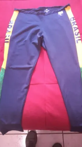 Calça Legging Brasil - Azul com detalhes amarelos
