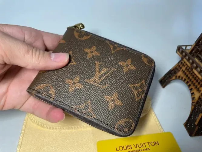 CARTEIRA MASCULINA LOUIS VUITTON LV MONOGRAMA MARROM ZIPER PREMIUM COURO CANVAS 2025