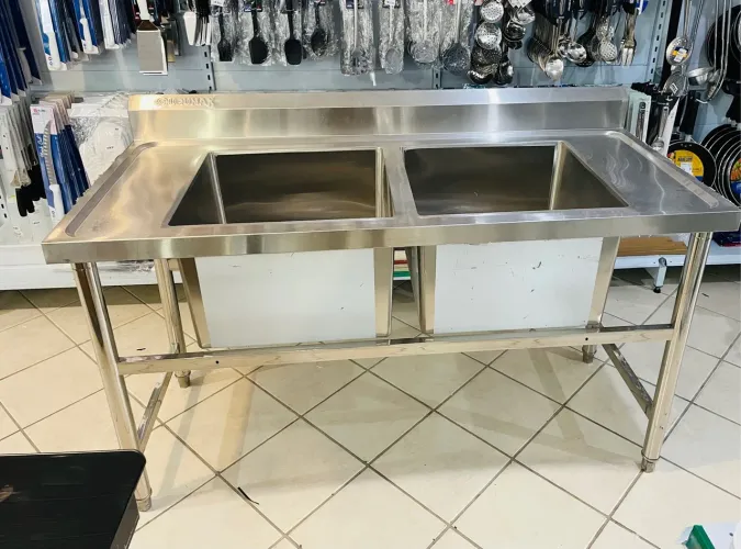 MB Pia total inox 150x70 c/ 2 cubas 