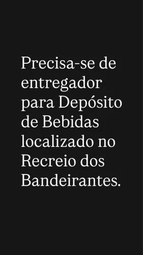 ENTREGADOR CARRO/MOTO para Depósito de Bebidas.