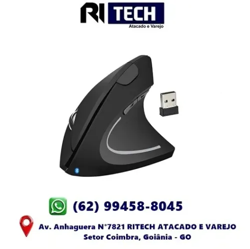 Mouse Ergonômico Sem fio Vertical USB Clique Silencioso Redução de Lesões