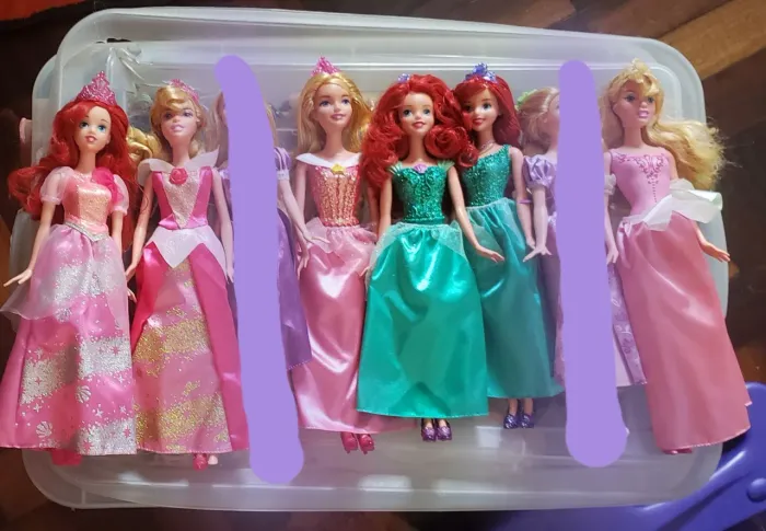 Conjunto de 6 Bonecas Princesas Disney