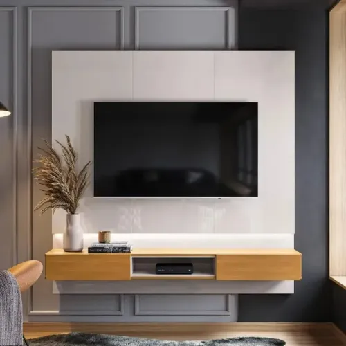 Painel Paris para Tv até 70 Polegadas com LED Lukaliam - Off White