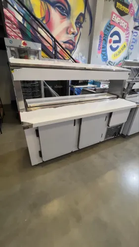 Condimentadora refrigera 1.90m dupla - total inox - pronta entrega 