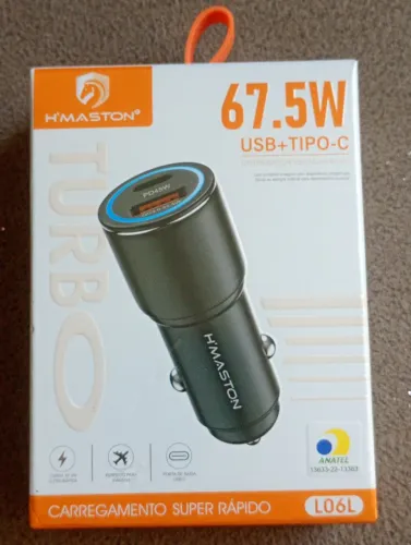 Carregador Isqueiro Turbo Veicular USB + Tipo C 67.5W - Novo