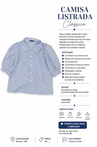 Camisa social branca listrada