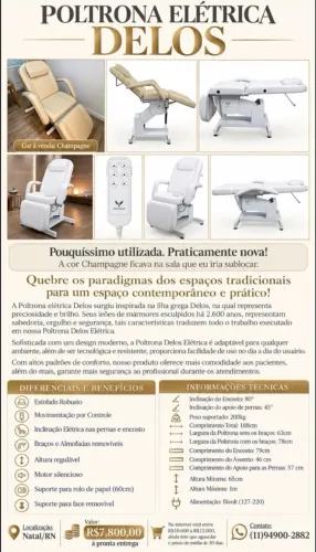 Poltrona automática Delos Bege - para clínicas de Medicina, Biomedicina, Odontologia