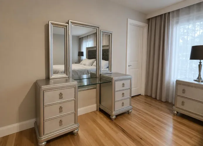 Penteadeira camarim Diva Vanity Dresser acompanha o banco diretamente dos EUA