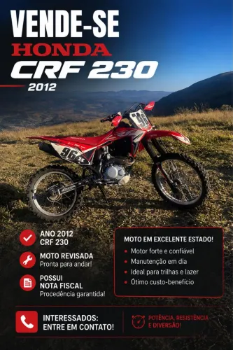 CRF 230 2012 revisada, nada pra fazer