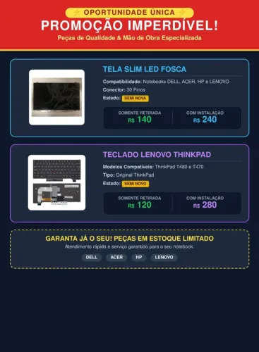 Tela e teclado para notebook excelente estado