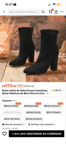 Bota camurça cano curto preta