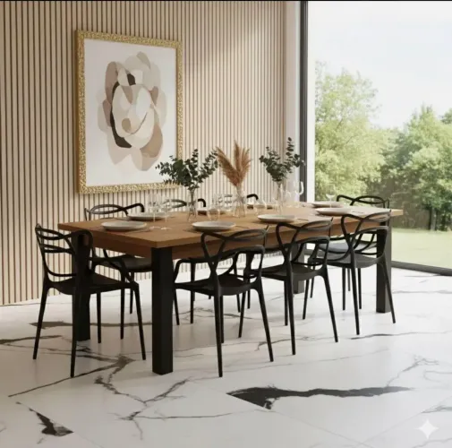 Kit Mesa D Jantar 150x90 Pes Em Madeira + 6 Cadeiras Allegra