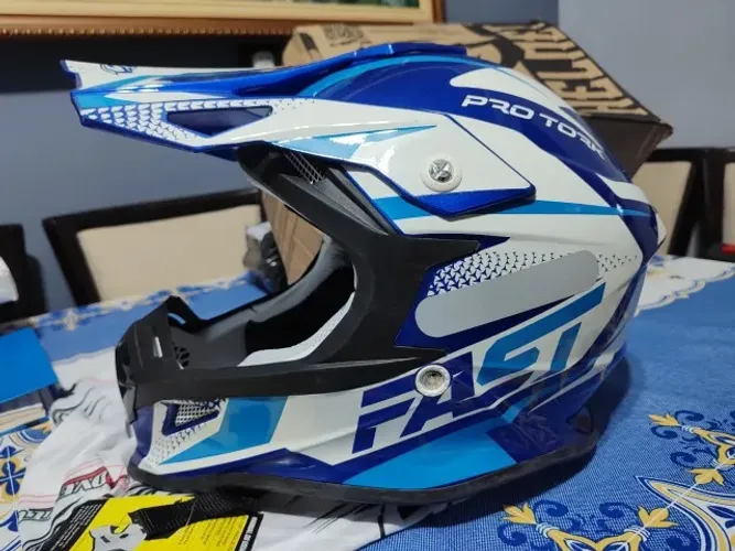 Capacete Motocross Pro Tork Fast Tech Azul - Branco Tam.56