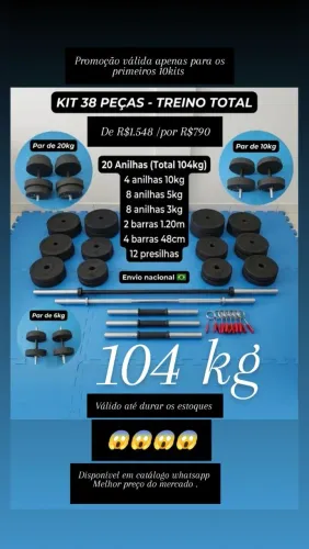 Kit musculação 104kg