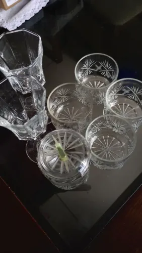Antigo Cj 4 copos whisky cristal francês Bohemia 