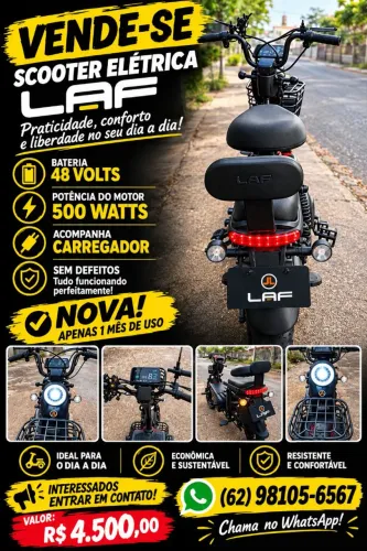 SCOOTER ELÉTRICA LAF 48V 500W ? NOVA, COMPLETA E PRONTA PARA USAR!