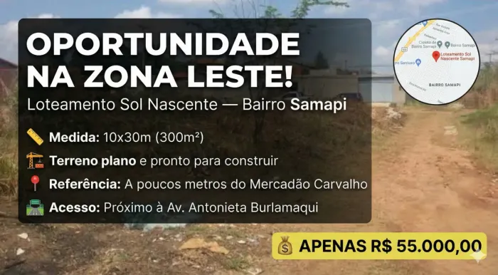 VENDO TERRENO NA ZONA LESTE