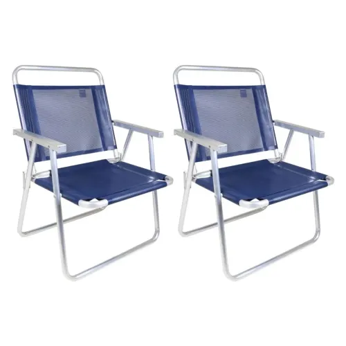 Kit 2 Cadeiras De Praia Oversize 140kg Alumínio Reforçada Larga Mor