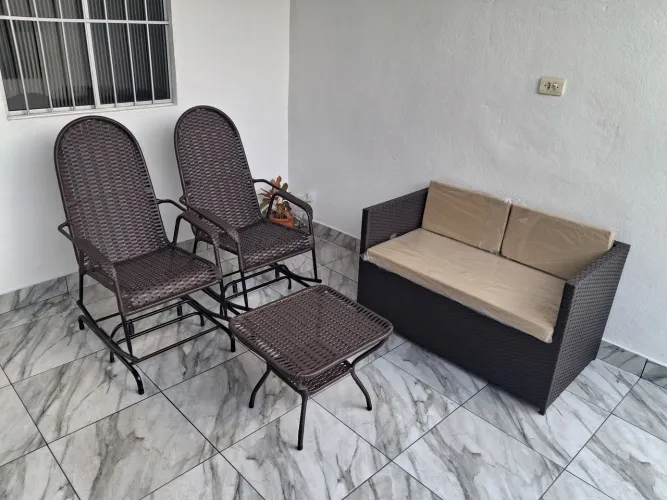 Jogo de varanda jardim área externa vime sintético