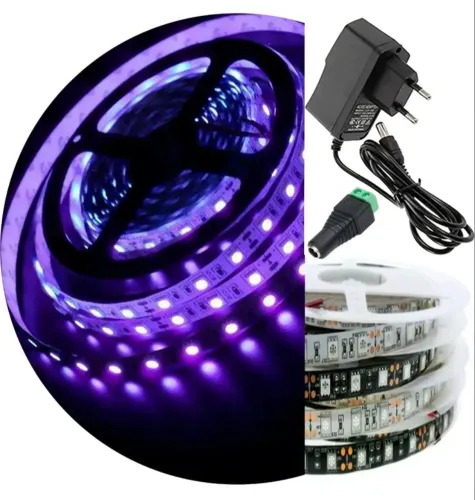 Kit Fita Led Uv Luz Negra Serigrafia Aquário 2m + Fonte