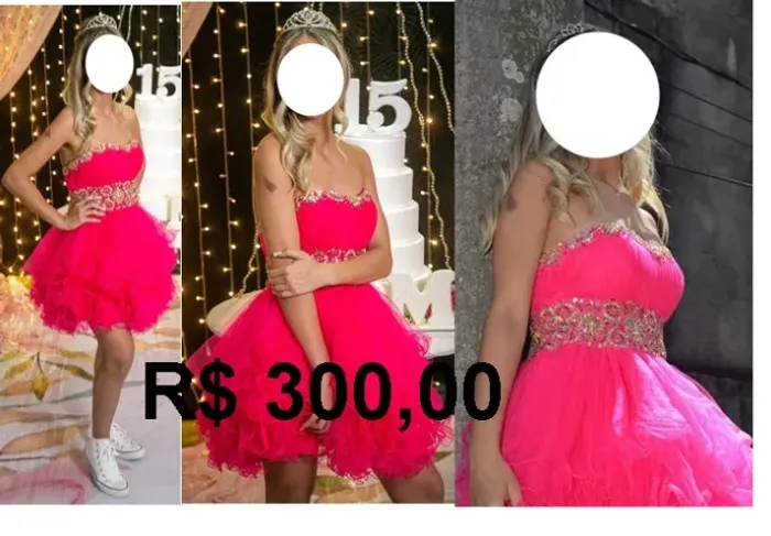 vestido de debutante rosa e branco