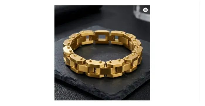 Bracelete masculino de aço inoxidável - ouro