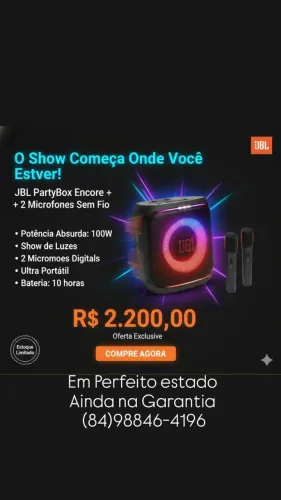 Caixa JBl com 2 microfones