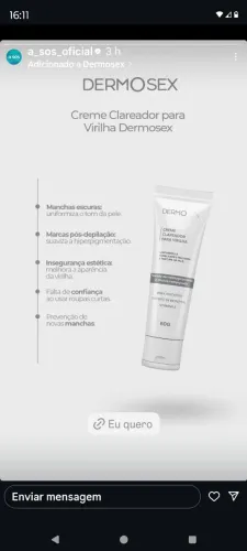 Creme clareador de virilha