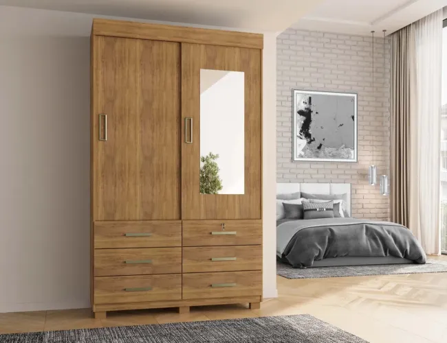 Guarda Roupa Bittencourt 2.07m C/Espelho MDP/MDF p13 S