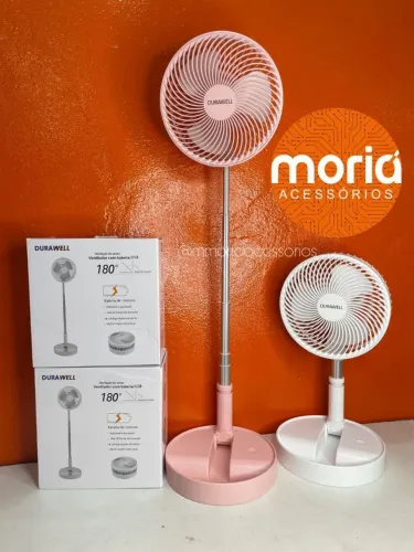 Ventilador Torre Recarregável Portátil Silencioso Ajuste de 30cm até 1Metro de Altura