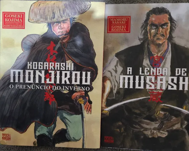A Lenda de Musashi e kogarashi monjirou kit com os brindes