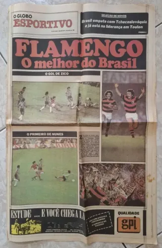 Jornal Globo Esportivo Flamengo Campeão Brasileiro 1980 <br>Brasileiro 80 Pôster (Usado)